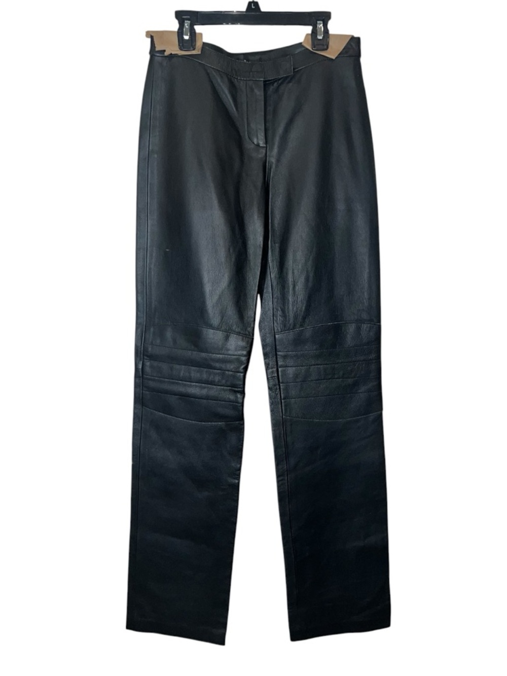 Poleci Black Lambskin Leather Pants Moto Knee Detail Mid-Rise Women’s Sz 2 NWOT